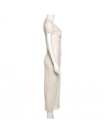 Replica  Summer Sexy Short Sleeve Slit Maxi Dress Short Sleeve V Neck #796508 $21.08 USD for Wholesale