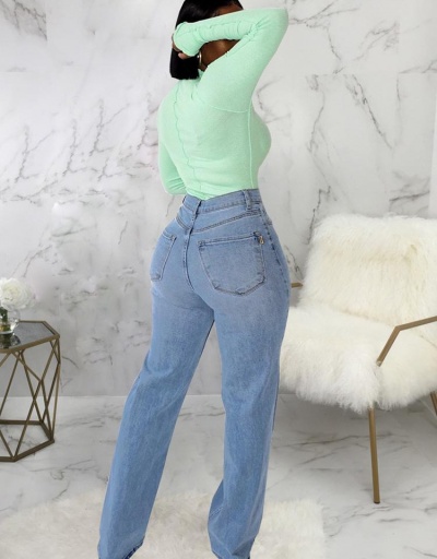 Replica Fashion Solid Color Ripped Denim Jeans #796516 $34.53 USD for Wholesale