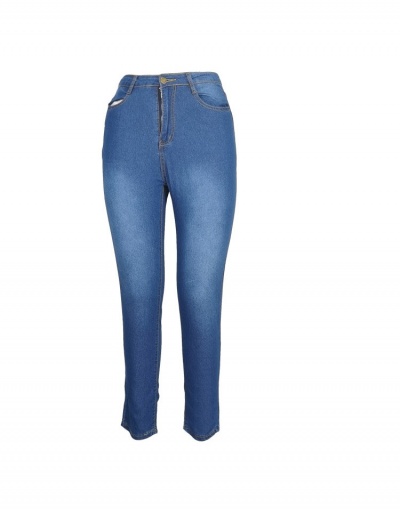 Replica Fashion Blue Solid Women Pencil Jean Trousers #796530 $23.28 USD for Wholesale