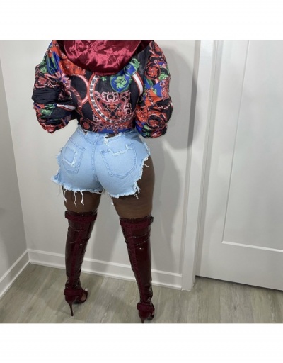 Replica Easy Matching Pure Color Ripped Denim Shorts For Women #796531 $18.98 USD for Wholesale