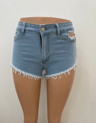 Replica Easy Matching Pure Color Ripped Denim Shorts For Women #796531 $18.98 USD for Wholesale