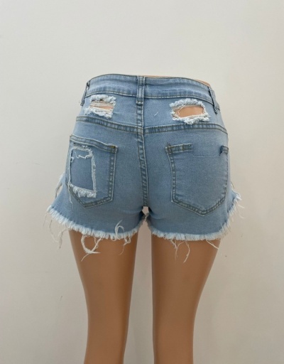 Replica Easy Matching Pure Color Ripped Denim Shorts For Women #796531 $18.98 USD for Wholesale