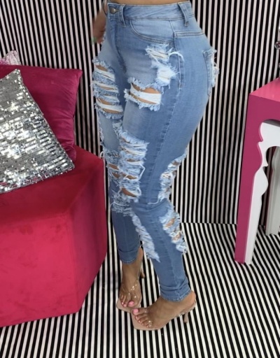 Replica Fashion Ripped Women Denim Jeans #796555 $27.10 USD for Wholesale