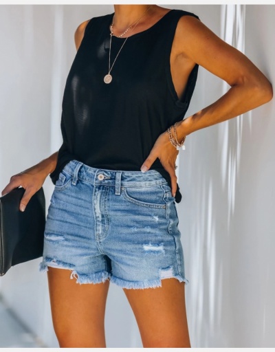 Replica Casual Summer Ripped  Black Jean Shorts #796564 $24.00 USD for Wholesale