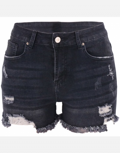 Replica Casual Summer Ripped  Black Jean Shorts #796564 $24.00 USD for Wholesale