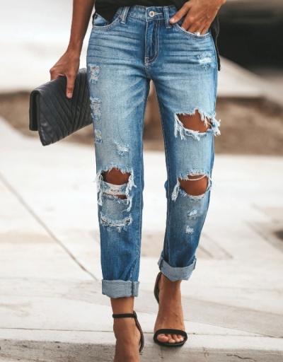 Replica  Women's Easy Matching Ripped Pencil Jeans #796578 $31.53 USD for Wholesale