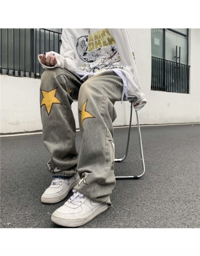 Replica Street Star Patchwork Straight Leg Jean Trousers #796582 $29.75 USD for Wholesale