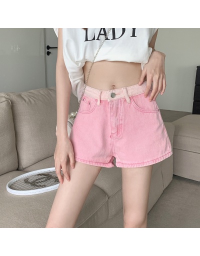  Summer Fashion Contrast Color Women's Pink Denim Shorts #796585 $20.49 USD, Wholesale Fashion Jeans