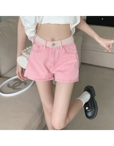 Replica  Summer Fashion Contrast Color Women's Pink Denim Shorts #796585 $20.49 USD for Wholesale