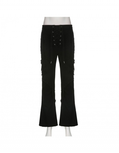 Replica Fashion Raged Hem Denim Flare Jeans Pants #796596 $29.68 USD for Wholesale