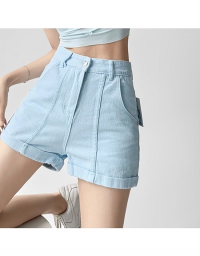  Women's Pure Color High Waist Denim Shorts #796597 $40.60 USD, Wholesale Fashion Jeans