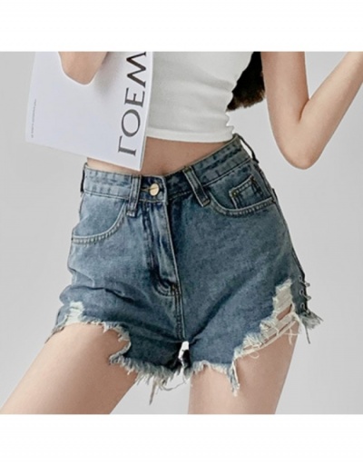 Summer Black Ripped Straight Denim Shorts  #796605 $32.06 USD, Wholesale Fashion Jeans