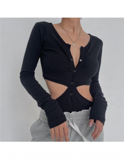 Sexy Hollowed Out Long Sleeve Women Bodysuit Long Sleeve V Neck #796612 $20.52 USD, Wholesale Fashion Bodysuits