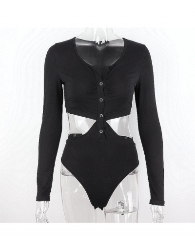 Replica Sexy Hollowed Out Long Sleeve Women Bodysuit Long Sleeve V Neck #796612 $20.52 USD for Wholesale