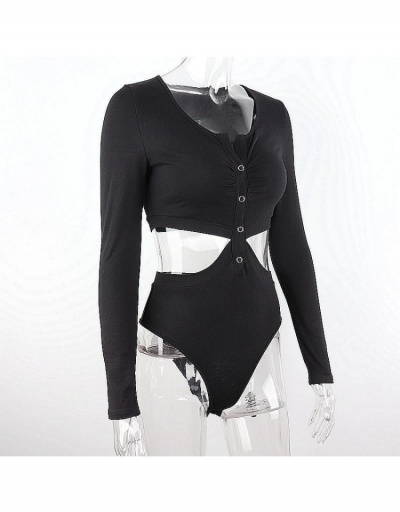 Replica Sexy Hollowed Out Long Sleeve Women Bodysuit Long Sleeve V Neck #796612 $20.52 USD for Wholesale