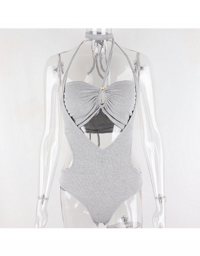 Replica  Sexy Halter Hollowed Out 2 Piece Bodysuit Set Sleeveless #796615 $17.23 USD for Wholesale