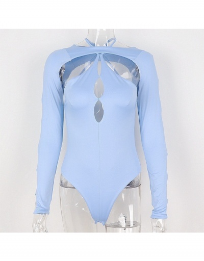 Replica  Sexy Cutout Backless Long Sleeve Bodysuit Long Sleeve Crew Neck #796616 $19.60 USD for Wholesale