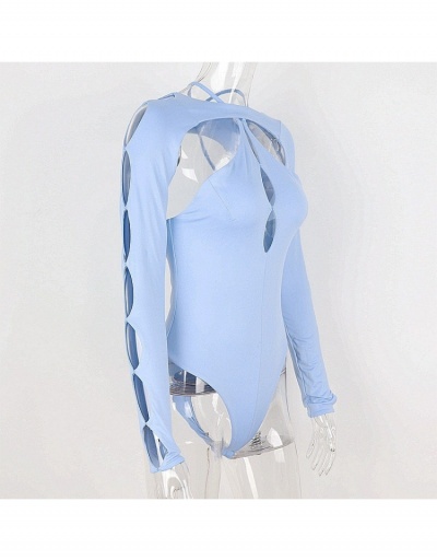 Replica  Sexy Cutout Backless Long Sleeve Bodysuit Long Sleeve Crew Neck #796616 $19.60 USD for Wholesale