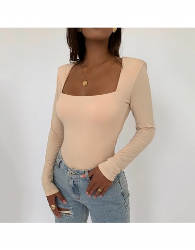  Sexy Low-Cut Square Neck Pure Color Women's Bodysuit Long Sleeve Square Neck #796620 $16.25 USD, Wholesale Fashion Bodysuits