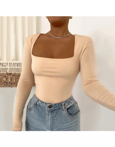 Replica  Sexy Low-Cut Square Neck Pure Color Women's Bodysuit Long Sleeve Square Neck #796620 $16.25 USD for Wholesale