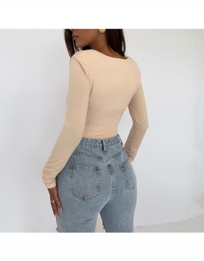 Replica  Sexy Low-Cut Square Neck Pure Color Women's Bodysuit Long Sleeve Square Neck #796620 $16.25 USD for Wholesale