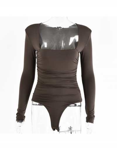 Replica  Sexy Low-Cut Square Neck Pure Color Women's Bodysuit Long Sleeve Square Neck #796620 $16.25 USD for Wholesale