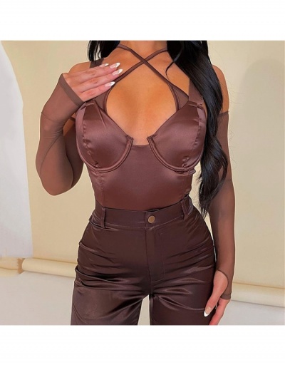 Replica  Sexy Skinny Pure Color Women's Low Chest Bodysuits Sleeveless Sweetheart Neck #796621 $26.71 USD for Wholesale