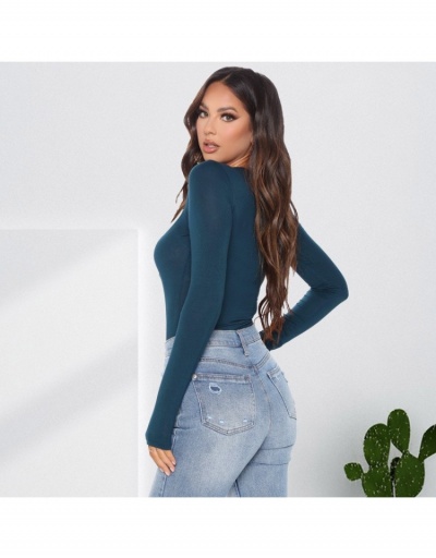 Replica  Fall Pure Color Long Sleeve Skinny Bodysuit Long Sleeve Crew Neck #796625 $20.49 USD for Wholesale