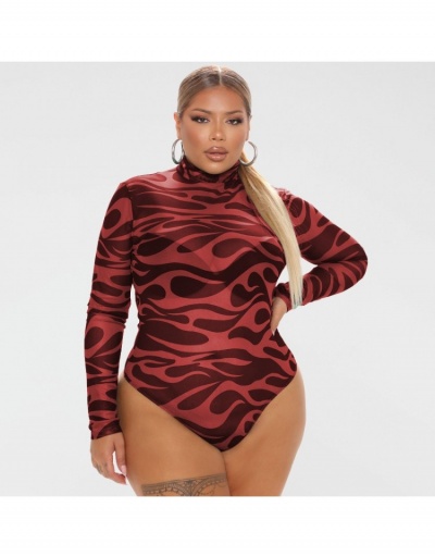  Printing See Through Skinny Long Sleeve Bodysuit Long Sleeve Turtle Neck #796627 $19.73 USD, Wholesale Fashion Bodysuits