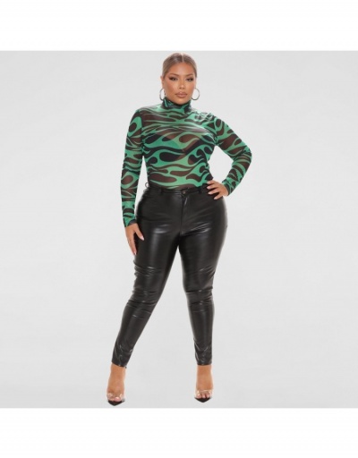 Replica  Printing See Through Skinny Long Sleeve Bodysuit Long Sleeve Turtle Neck #796627 $19.73 USD for Wholesale