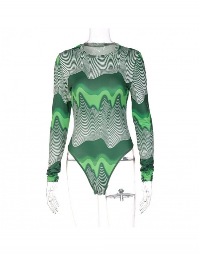 Replica  Fashion Ripple Skinny Long Sleeve Bodysuit Long Sleeve Crew Neck #796629 $26.49 USD for Wholesale