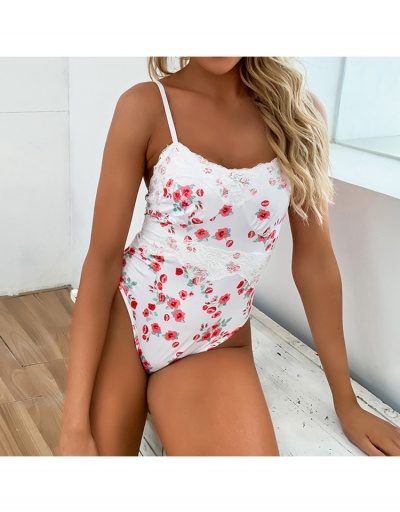 Replica  Sexy Printing Lace Summer One Piece Bodysuit Sleeveless Boat Neck #796639 $15.21 USD for Wholesale