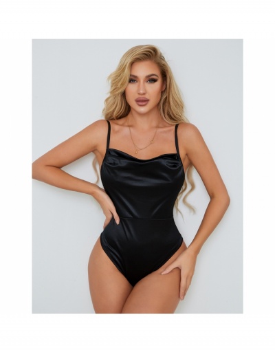 Replica  Sleeveless Backless Sexy One Piece Black Bodysuit Sleeveless Boat Neck #796640 $18.54 USD for Wholesale