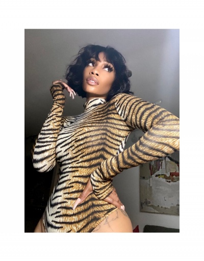  Tiger Print Long Sleeve Sexy Bodysuits For Ladies Long Sleeve Mock Neck #796644 $18.15 USD, Wholesale Fashion Bodysuits