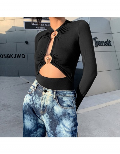 Seductive Black Hollow Out  Long Sleeve Bodysuits Long Sleeve Crew Neck #796650 $24.52 USD, Wholesale Fashion Bodysuits