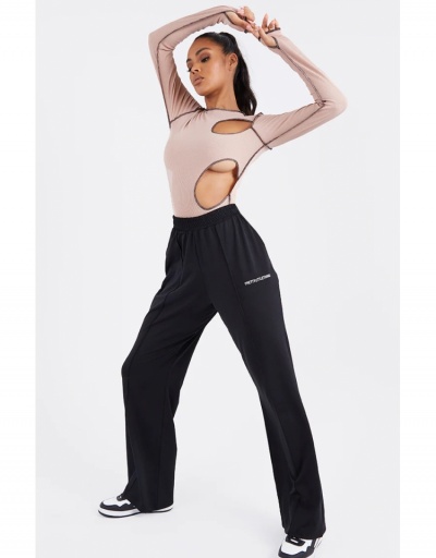 Replica  Fashion Hollowed Out Pure Color Women's Jumpsuit Long Sleeve Crew Neck #796651 $16.13 USD for Wholesale