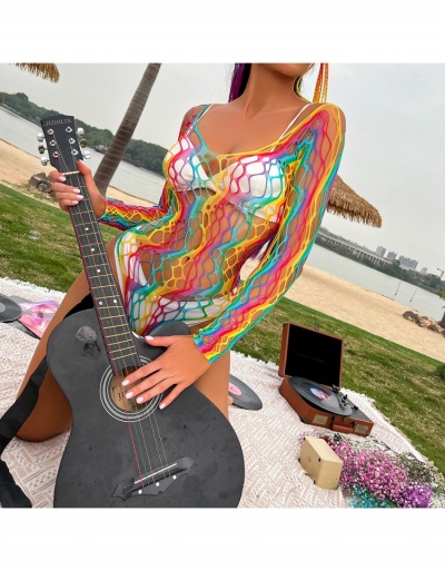  Sexy Lace Hollowed Out Gradient Color Bodysuit Long Sleeve Scoop Neck #796654 $19.31 USD, Wholesale Fashion Bodysuits