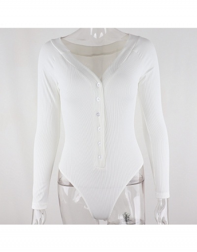 Replica  Sexy V Neck White Long Sleeve Bodysuit Long Sleeve V Neck #796657 $17.61 USD for Wholesale