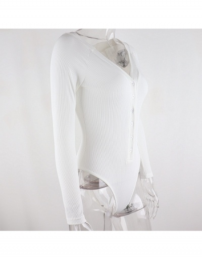 Replica  Sexy V Neck White Long Sleeve Bodysuit Long Sleeve V Neck #796657 $17.61 USD for Wholesale