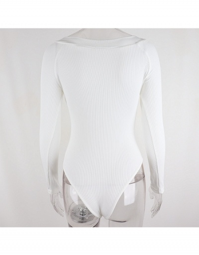 Replica  Sexy V Neck White Long Sleeve Bodysuit Long Sleeve V Neck #796657 $17.61 USD for Wholesale