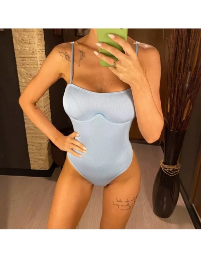 Replica  Sexy Pure Color Patchwork One Piece Bodysuit Sleeveless Boat Neck #796658 $13.00 USD for Wholesale