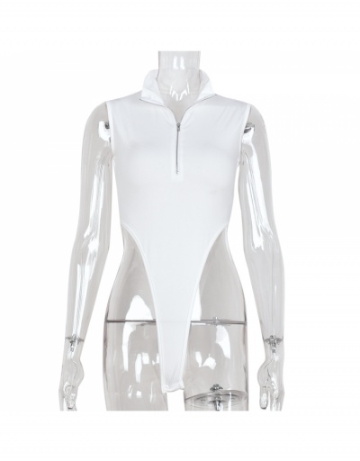 Replica Summer Half Zipper White Sleeveless Bodysuits Sleeveless #796667 $15.60 USD for Wholesale