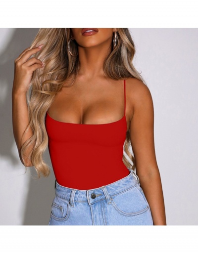 Replica  Sexy Backless Lace Up Pure Color Bodysuit Sleeveless Boat Neck #796671 $17.45 USD for Wholesale