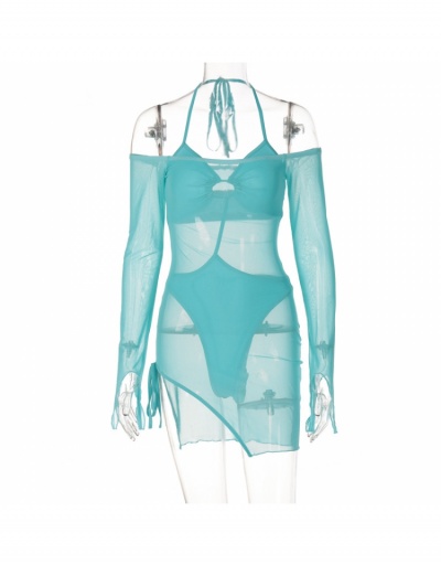 Replica Sexy Fashion See Through Long Sleeve Bodysuits Long Sleeve Halter #796676 $21.58 USD for Wholesale