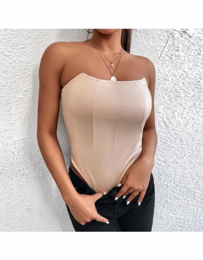  Sexy Knitting Pure Color Strapless Women's Bodysuit Sleeveless Boat Neck #796686 $13.52 USD, Wholesale Fashion Bodysuits