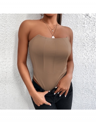 Replica  Sexy Knitting Pure Color Strapless Women's Bodysuit Sleeveless Boat Neck #796686 $13.52 USD for Wholesale