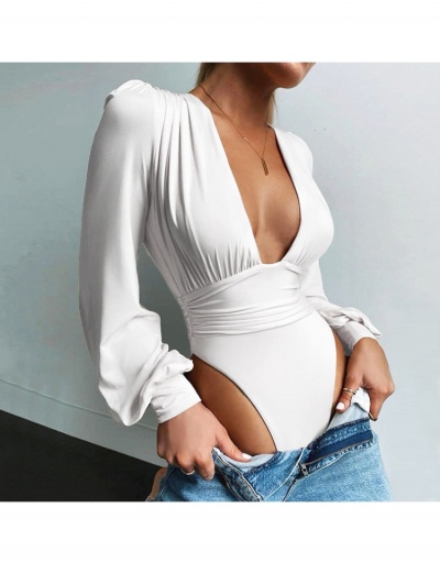 Sexy Deep V Neck Long Sleeve Women Bodysuit Long Sleeve V Neck #796689 $18.76 USD, Wholesale Fashion Bodysuits