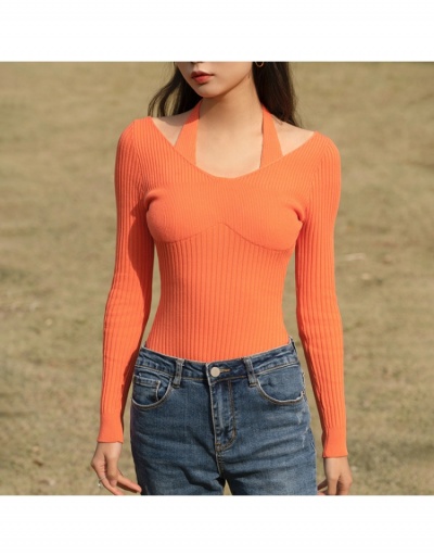 Replica  Sexy Halter Pure Color Long Sleeve Bodysuit Long Sleeve Halter #796698 $43.68 USD for Wholesale