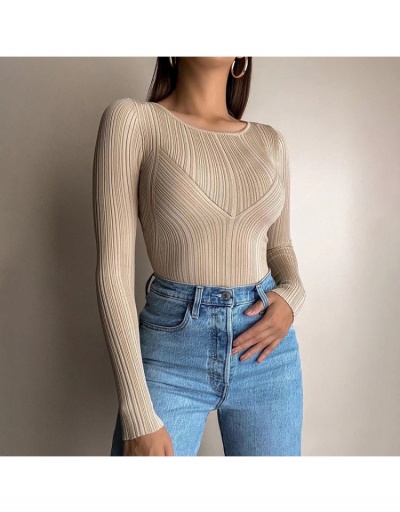  Retro Knitting Solid Long Sleeve Bodysuit Long Sleeve Crew Neck #796701 $39.42 USD, Wholesale Fashion Bodysuits