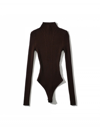 Fashion Knitting High Neck Long Sleeve Bodysuit Long Sleeve Turtle Neck #796702 $37.90 USD, Wholesale Fashion Bodysuits